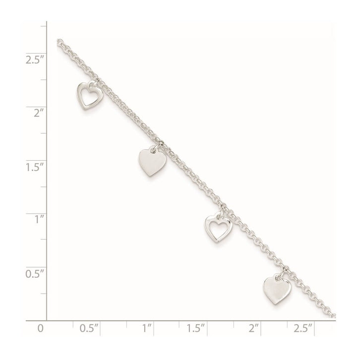 Sterling Silver Heart Charms 1.5 mm Anklet