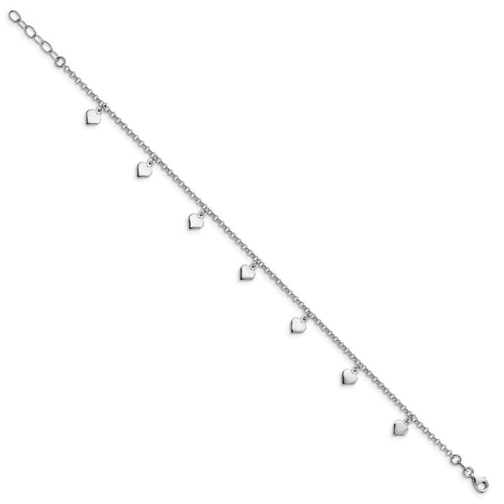 Sterling Silver Heart Charms on Rolo Link Anklet