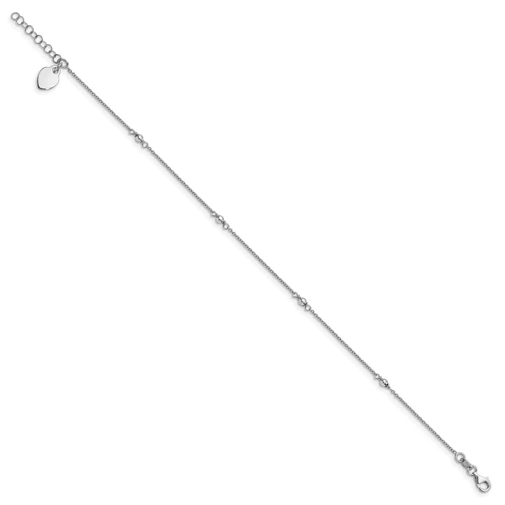 Sterling Silver Heart Dangle on Cable Link Anklet