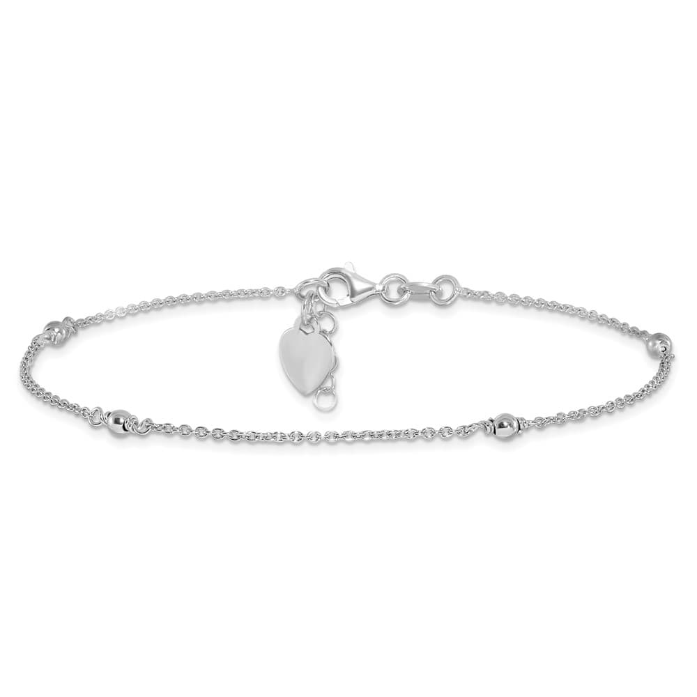 Sterling Silver Heart Dangle on Cable Link Anklet