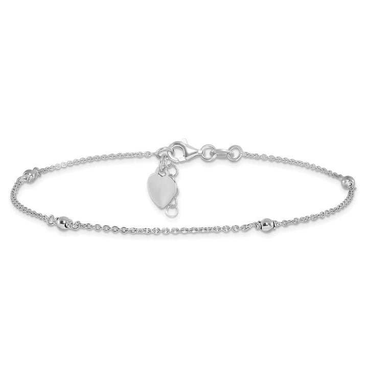 Sterling Silver Heart Dangle on Cable Link Anklet
