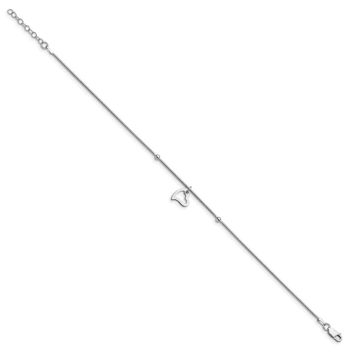 Sterling Silver Heart Dangle on Snake Link Anklet