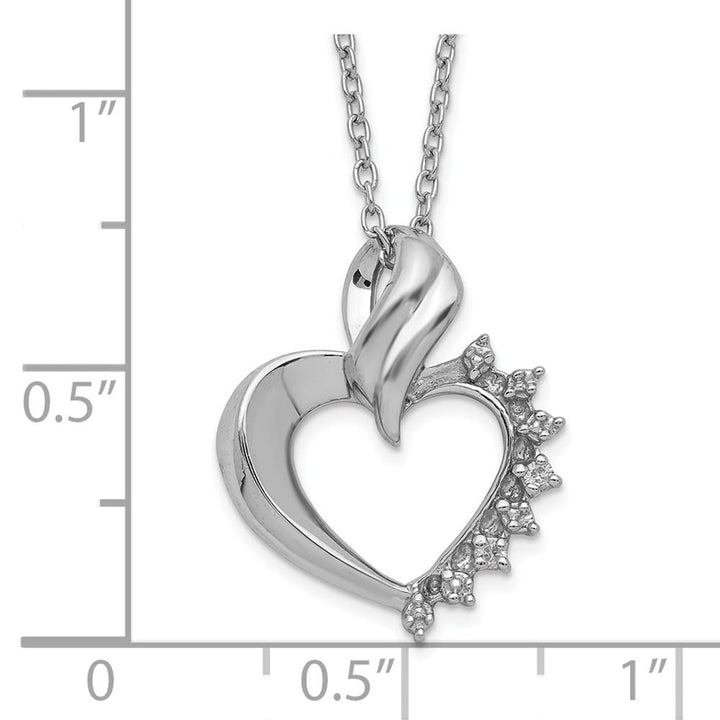 Sterling Silver Heart Diamond Necklace