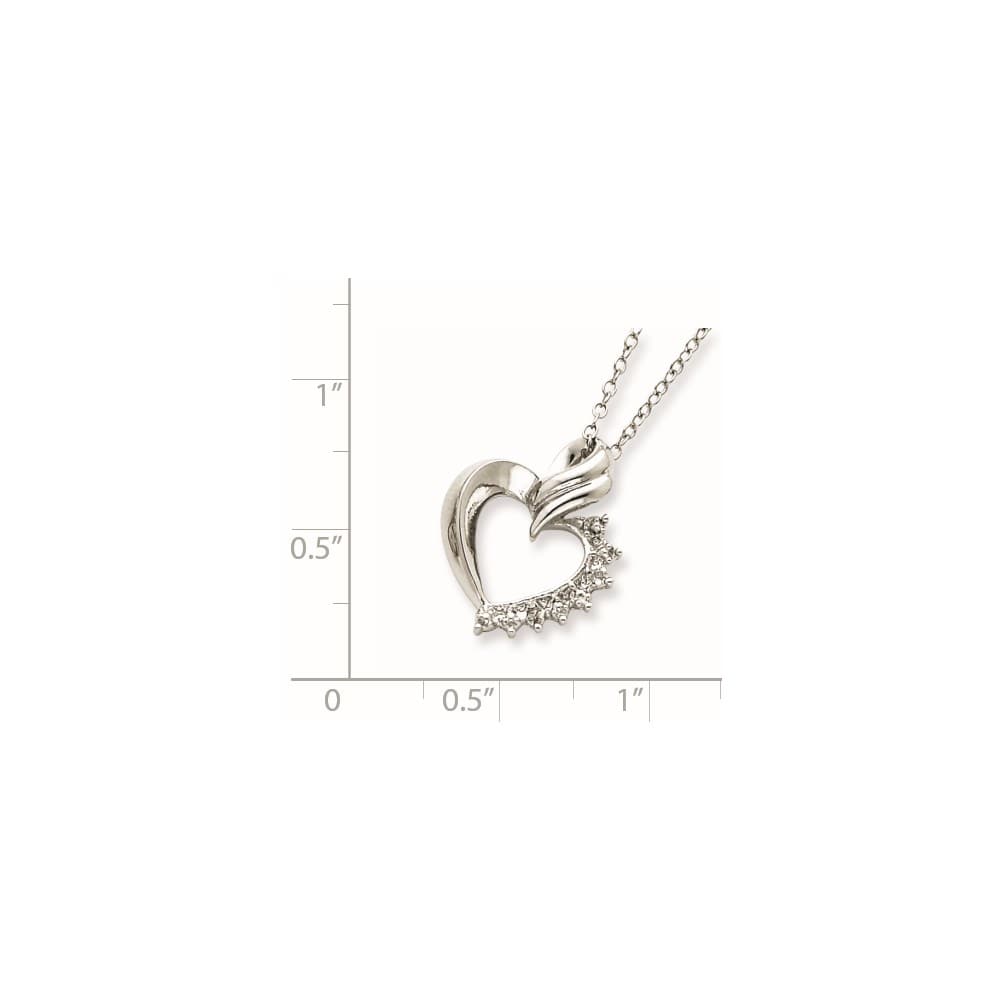 Sterling Silver Heart Diamond Necklace