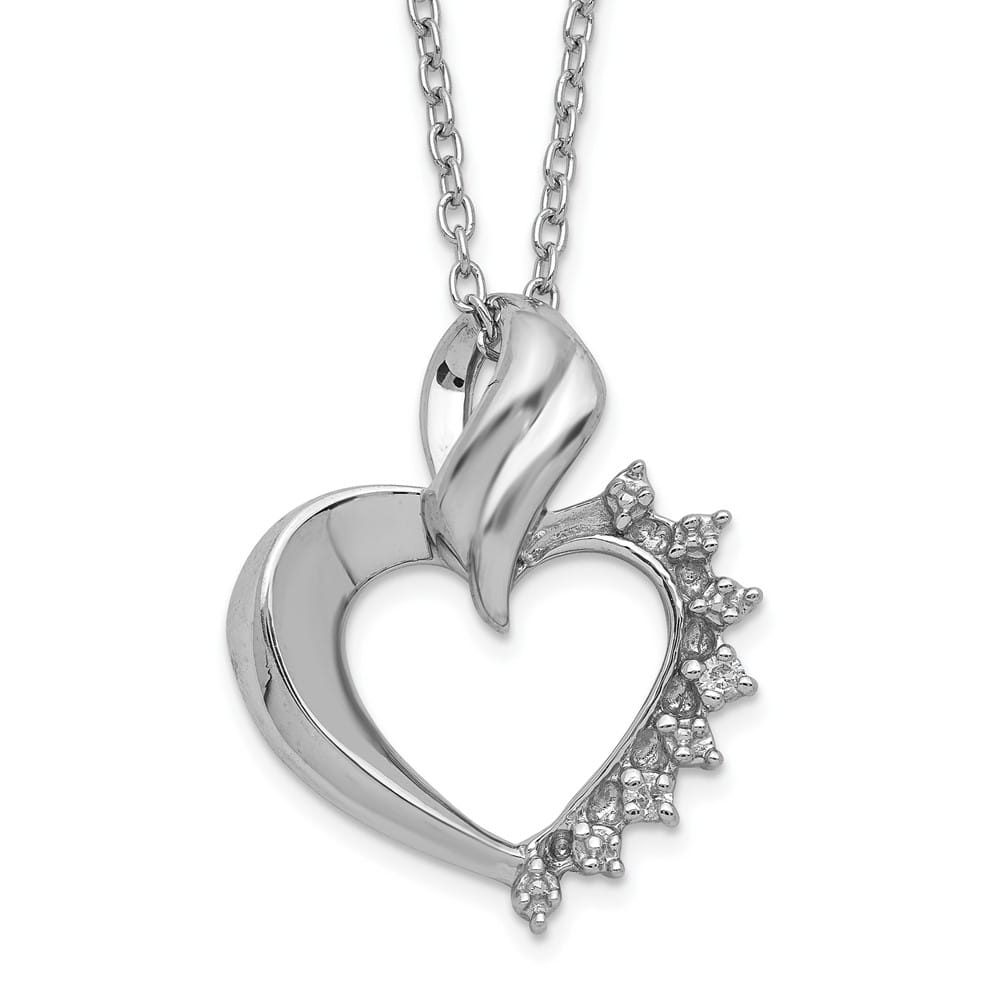 Sterling Silver Heart Diamond Necklace