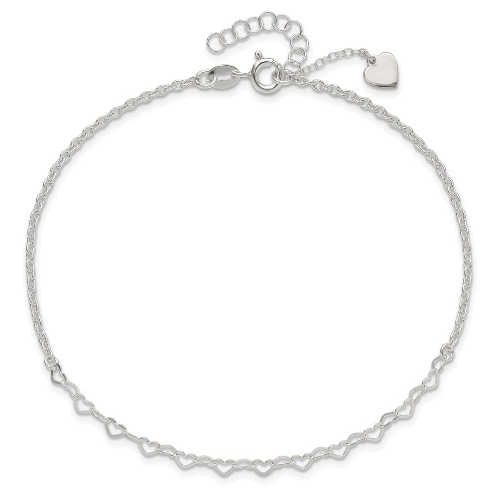 Sterling Silver Heart Link Anklet