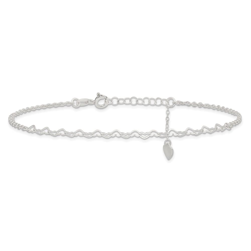 Sterling Silver Heart Link Anklet