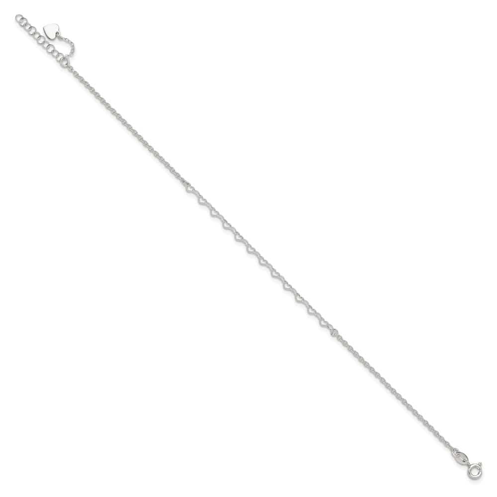 Sterling Silver Heart Link Anklet