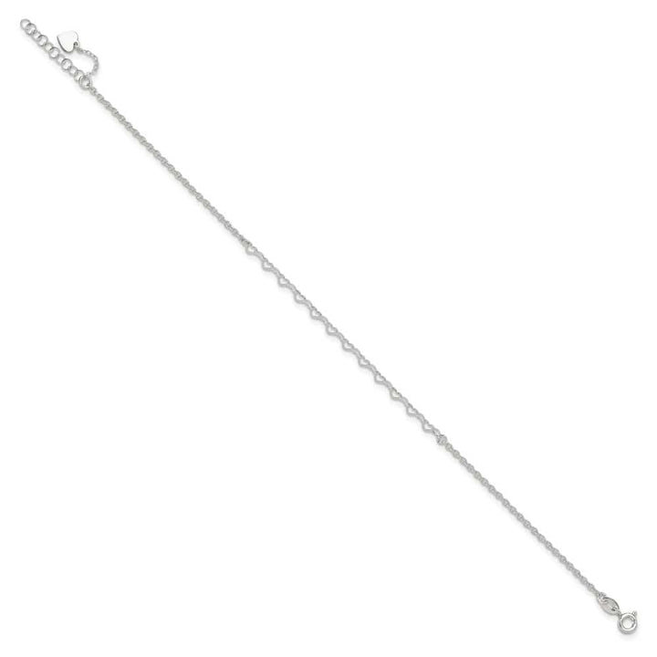 Sterling Silver Heart Link Anklet