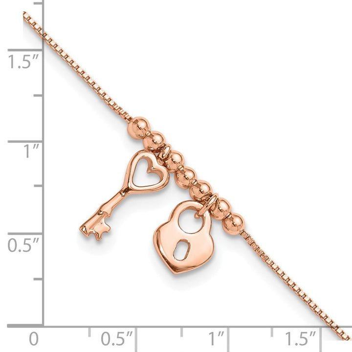 Sterling Silver Heart Lock and Key Anklet