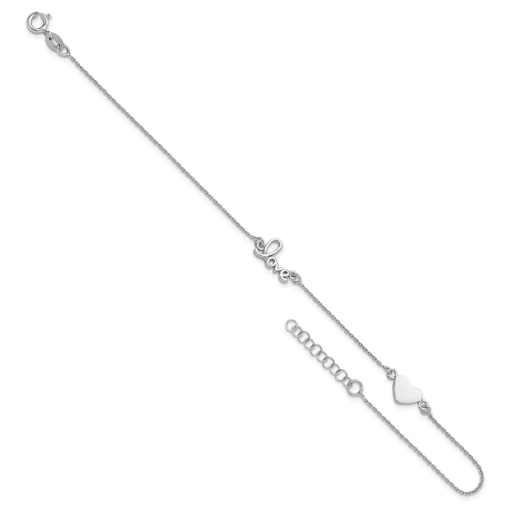 Sterling Silver Heart/LOVE Script Anklet