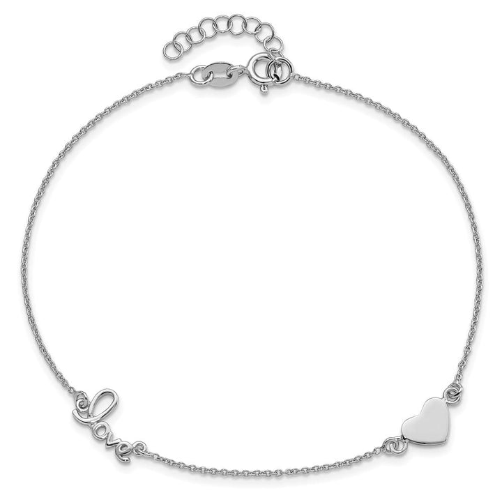 Sterling Silver Heart/LOVE Script Anklet
