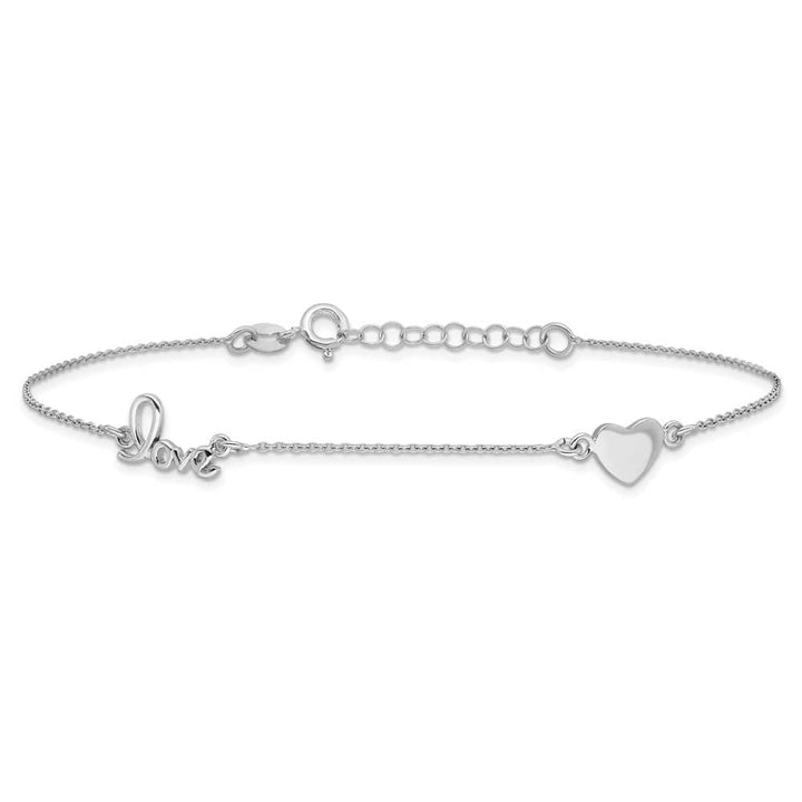 Sterling Silver Heart/LOVE Script Anklet
