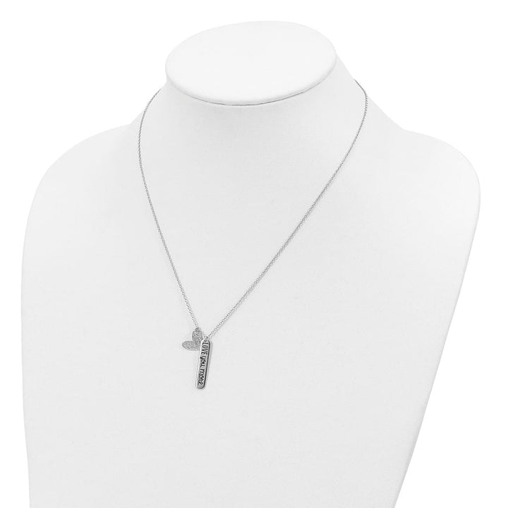 Sterling Silver Heart LOVE YOU MORE Necklace