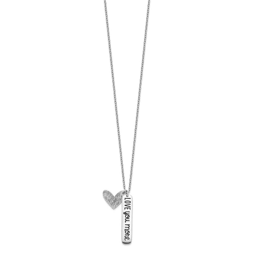 Sterling Silver Heart LOVE YOU MORE Necklace