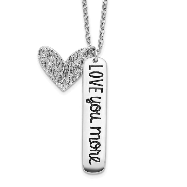 Sterling Silver Heart LOVE YOU MORE Necklace