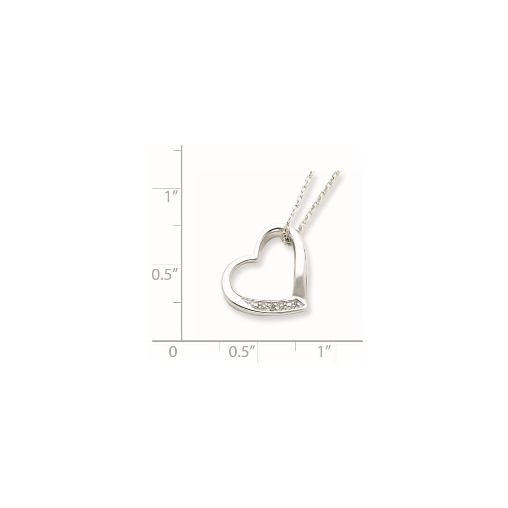Sterling Silver Heart with Diamond Necklace