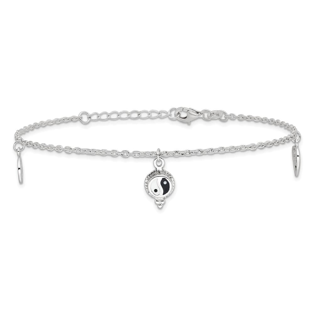 Sterling Silver Heart/YinYang/Peace Sign Anklet