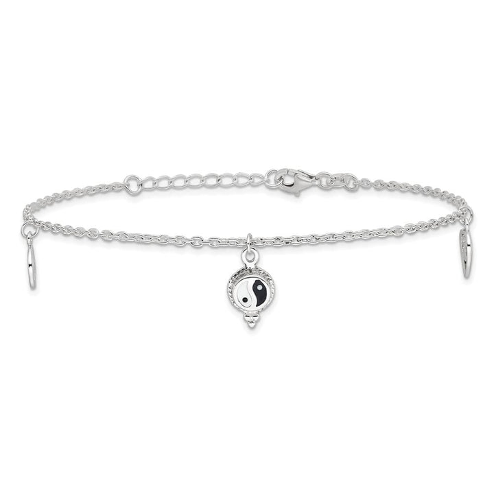 Sterling Silver Heart/YinYang/Peace Sign Anklet