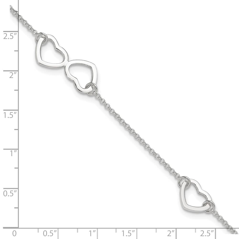 Sterling Silver Hearts 1.5 mm Anklet