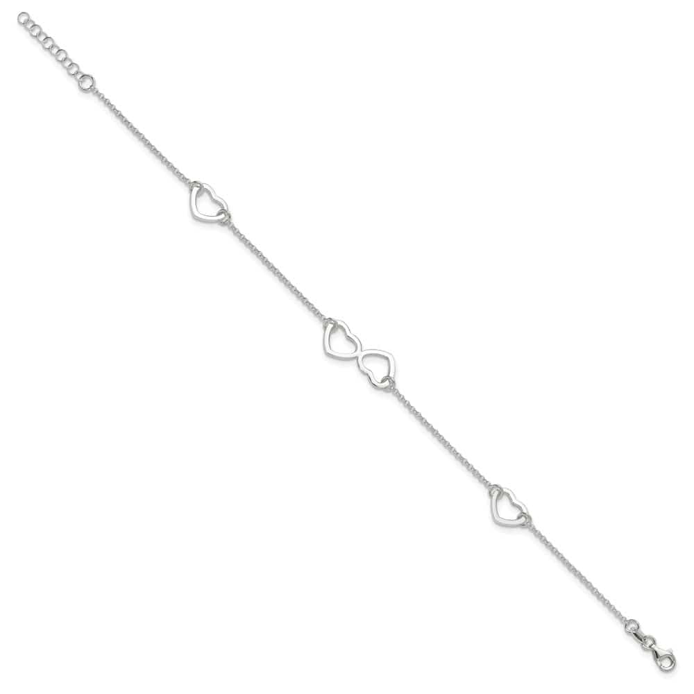 Sterling Silver Hearts 1.5 mm Anklet