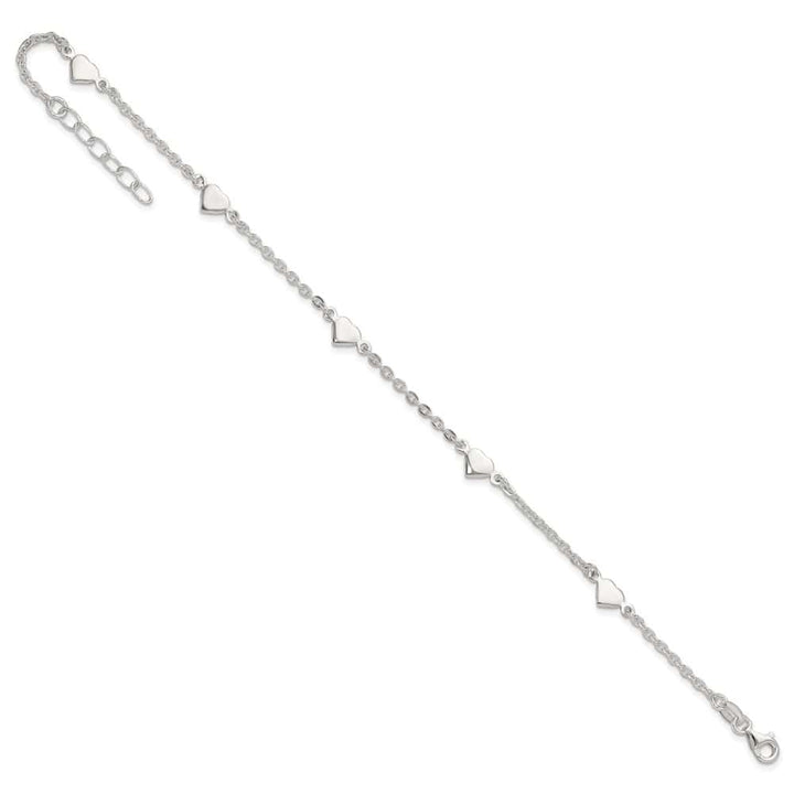 Sterling Silver Hearts 5-Station Anklet