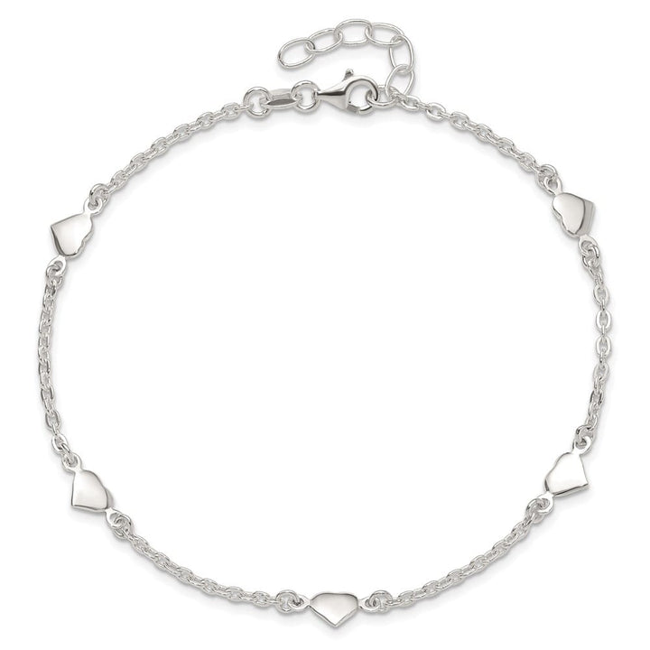 Sterling Silver Hearts 5-Station Anklet