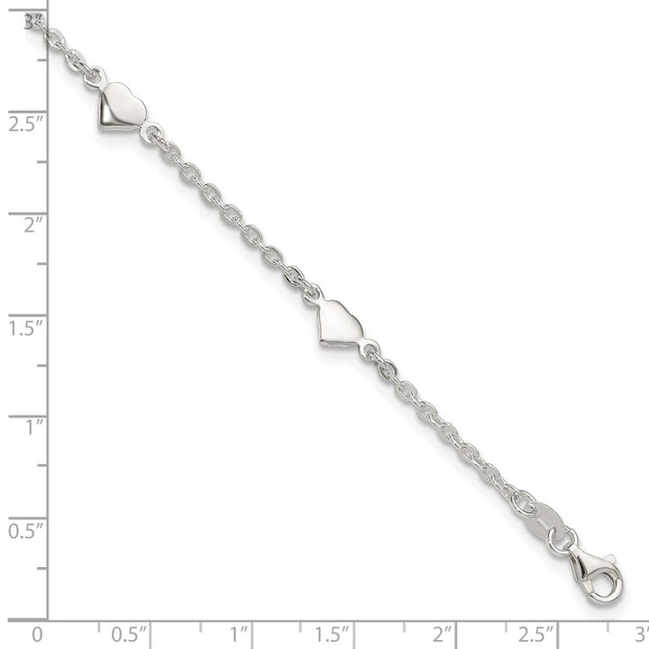 Sterling Silver Hearts 5-Station Anklet