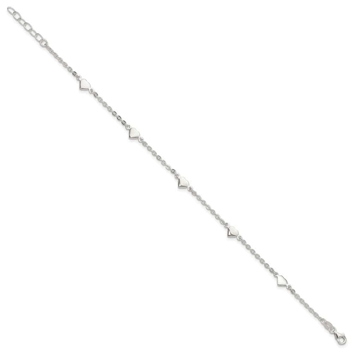 Sterling Silver Hearts 5-Station Anklet