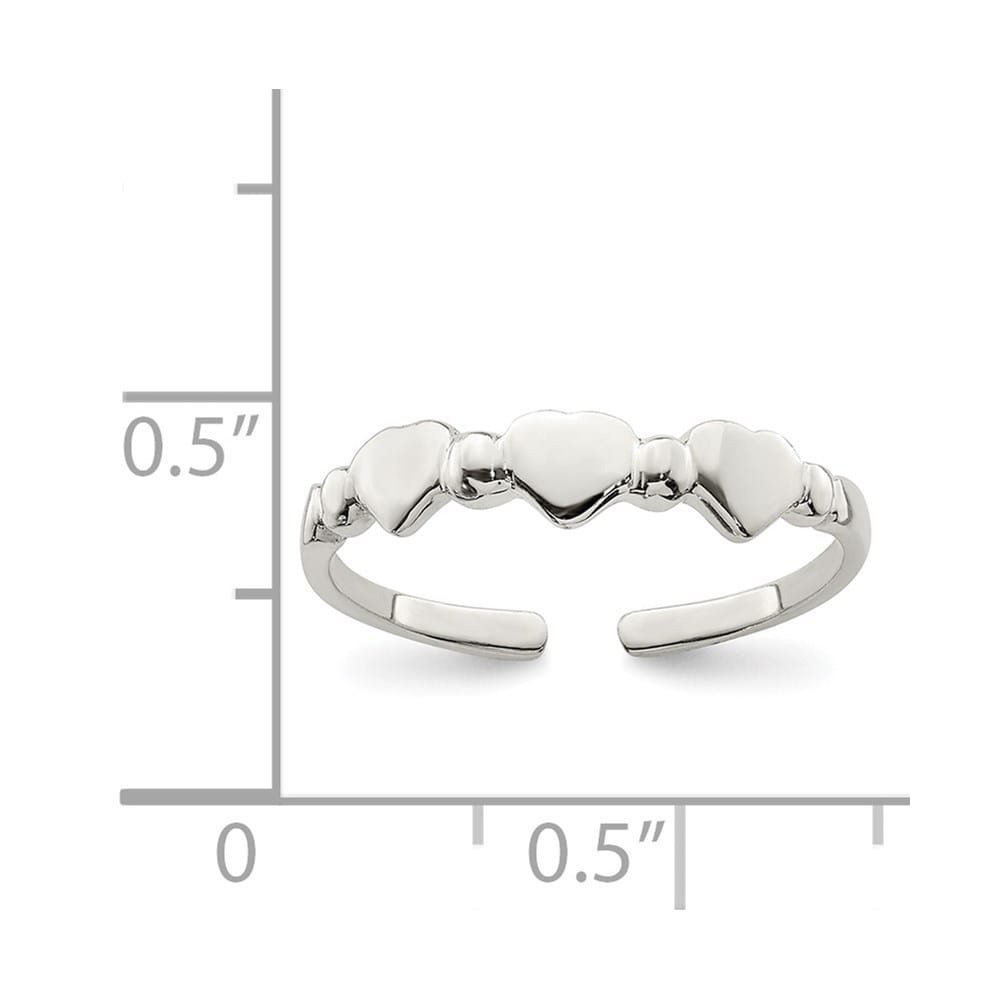 Sterling Silver Hearts Toe Ring