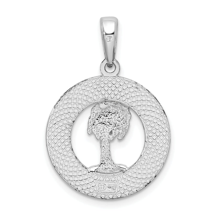 Sterling Silver Hilton Head with Palm Tree Round Pendant