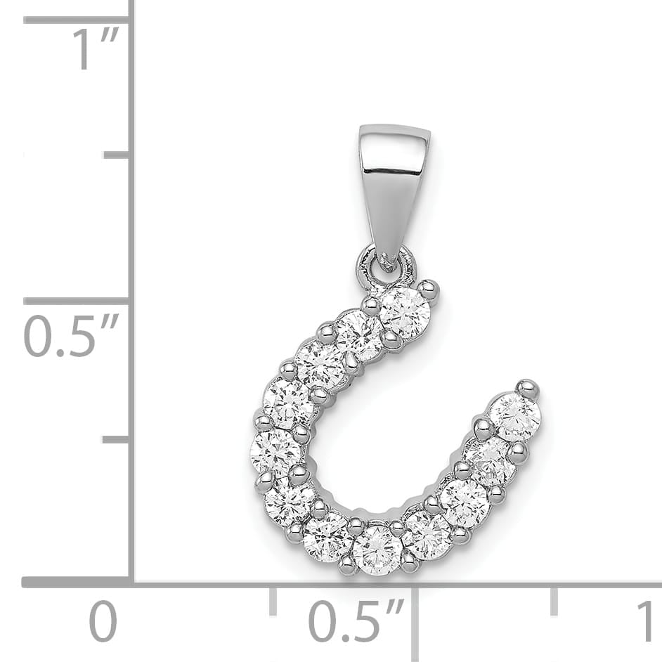 Sterling Silver Horseshoe CZ Pendant