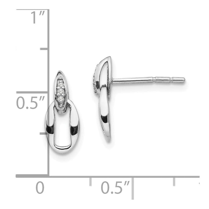Sterling Silver Ice Open Oval Diamond Post Dangle 9 x 6 mm Earrings, view 4 of 7