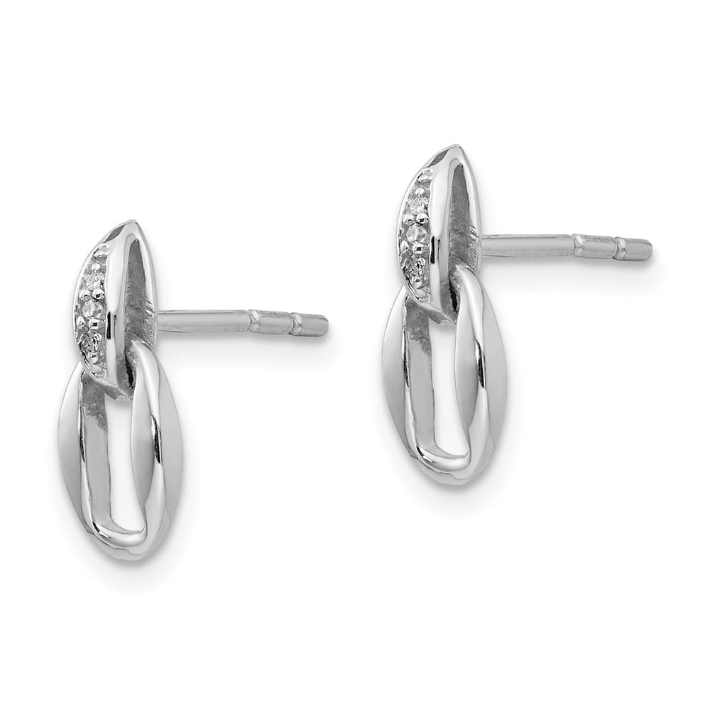 Sterling Silver Ice Open Oval Diamond Post Dangle 9 x 6 mm Earrings, view 2 of 7