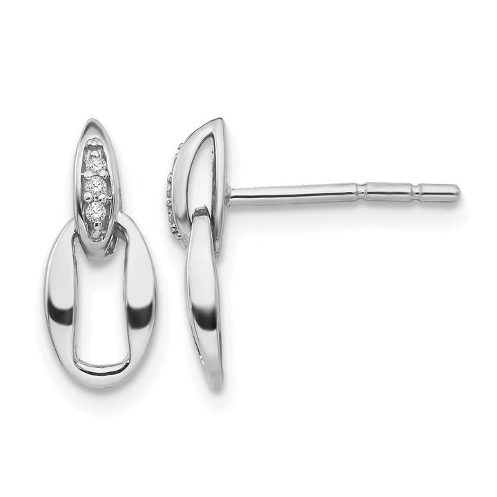 Sterling Silver Ice Open Oval Diamond Post Dangle 9 x 6 mm Earrings, view 1 of 7