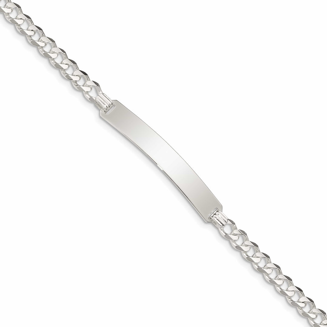 Sterling Silver ID Curb Link Bracelet 8 Inch