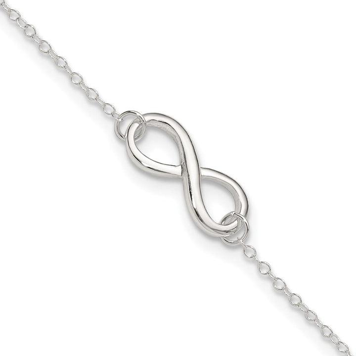 Sterling Silver Infinity on Rolo Link Anklet — .925 sterling silver, 10 inches long, 1 inch extension, lobster clasp, 1.76 g