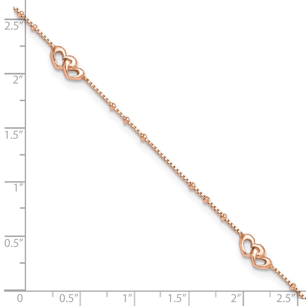 Sterling Silver Interlocked Hearts Anklet