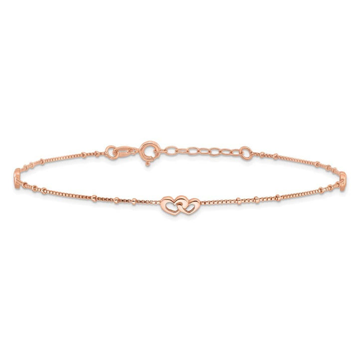 Sterling Silver Interlocked Hearts Anklet