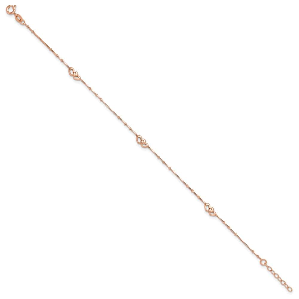 Sterling Silver Interlocked Hearts Anklet