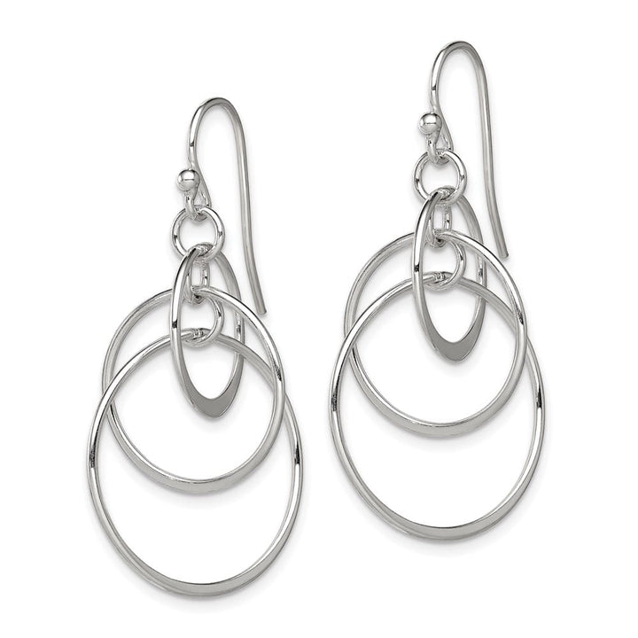 Sterling Silver Intertwined Circles Dangle 24 x 43 mm Earrings, view 2 of 4
