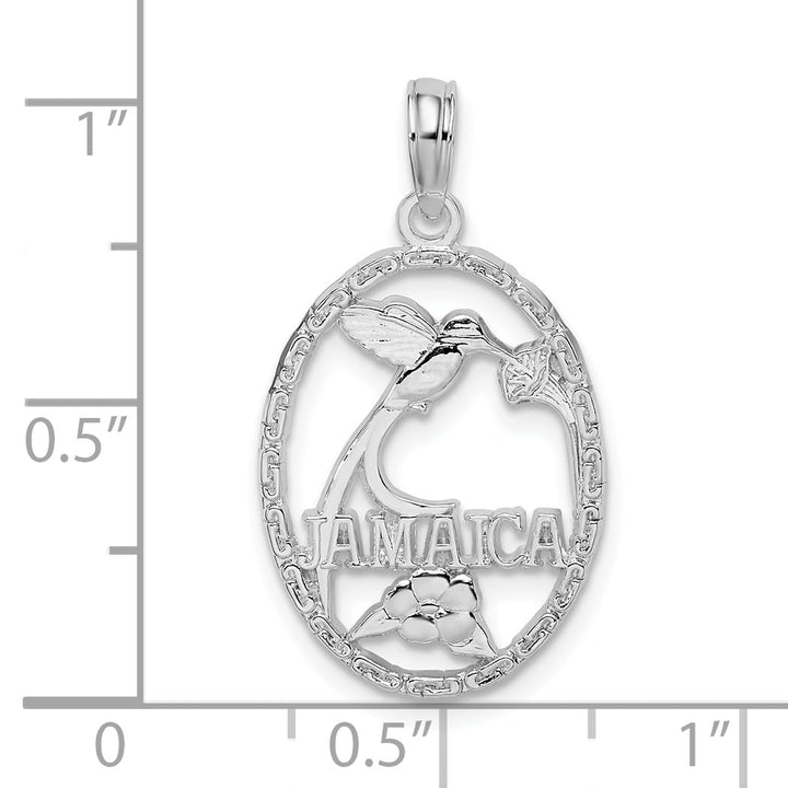 Sterling Silver Jamaica Oval Bird and Flower Pendant