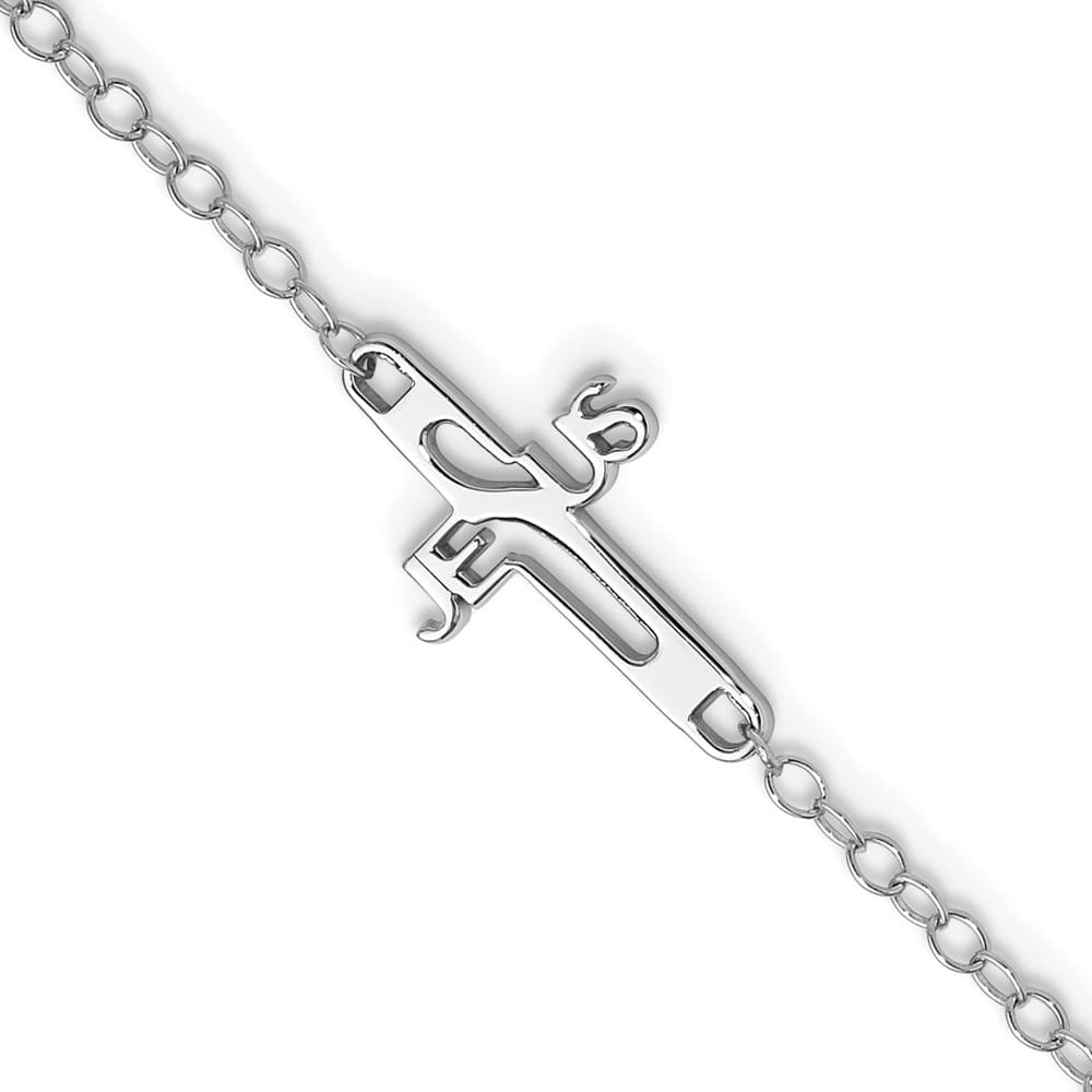 Sterling Silver Jesus Cross Anklet — .925 sterling silver, 9.5 inches long, lobster clasp, 2.20 g