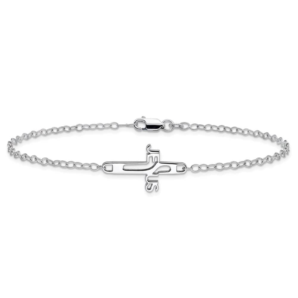 Sterling Silver Jesus Cross Anklet