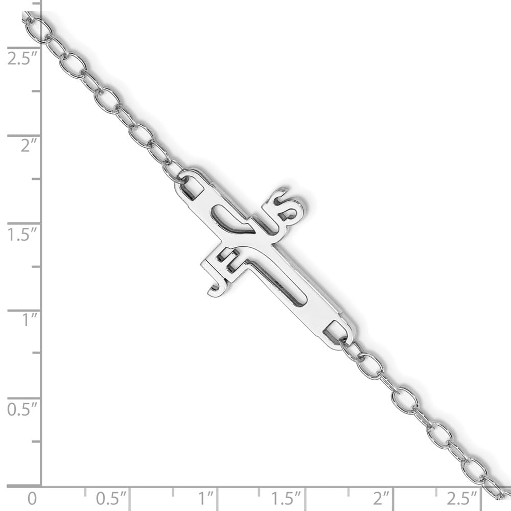 Sterling Silver Jesus Cross Women's 7.5 Inch Bracelet
