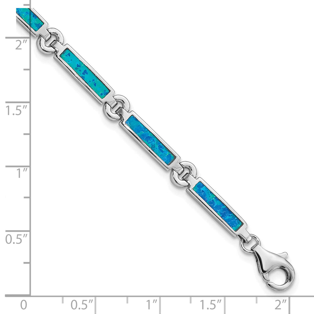 Sterling Silver Lab Created Opal Bars Bracelet