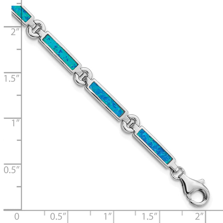 Sterling Silver Lab Created Opal Bars Bracelet