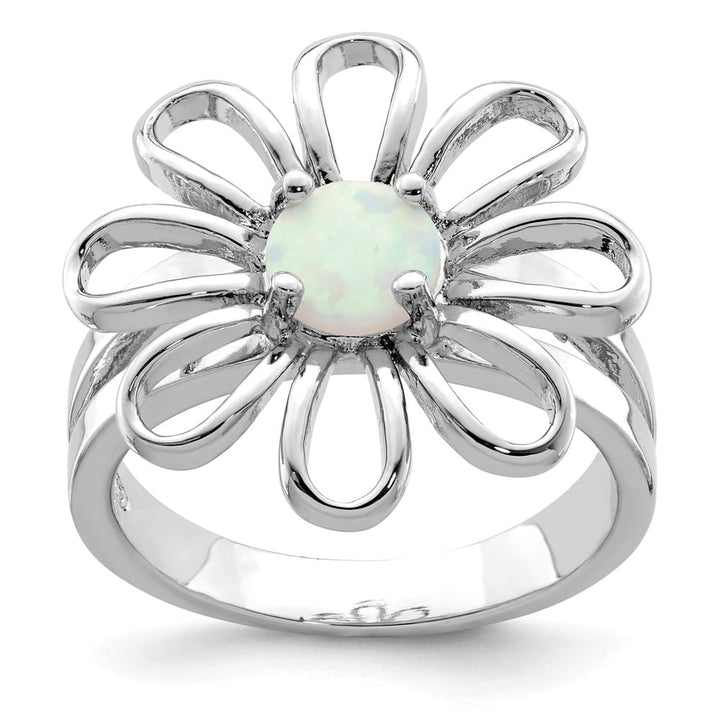 Sterling Silver Lab Created Opal Flower Ring
