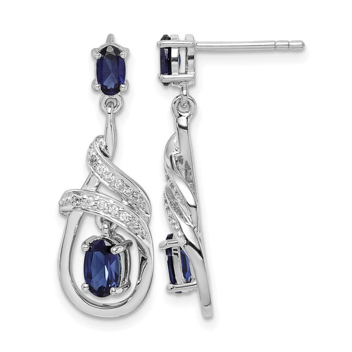 Sterling Silver Lab Created Sapphire CZ Post Earrings, view 1 of 4