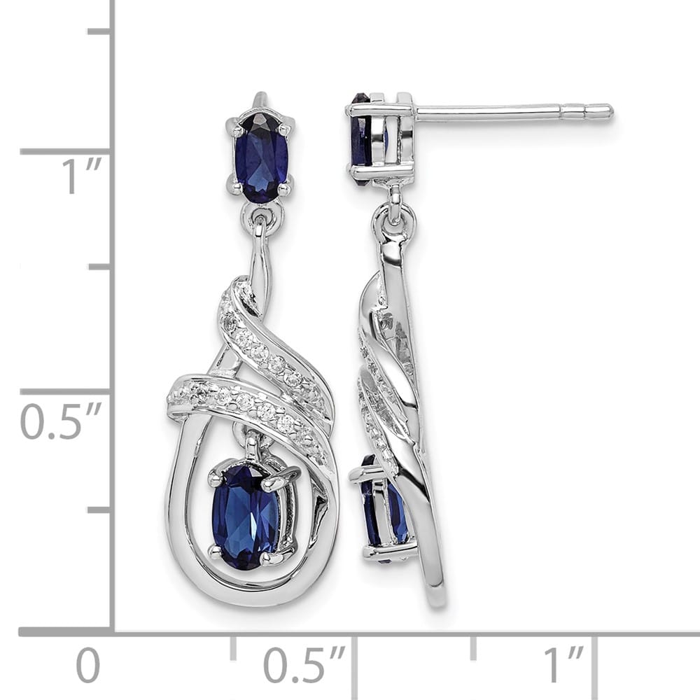 Sterling Silver Lab Created Sapphire CZ Post Earrings, view 4 of 4